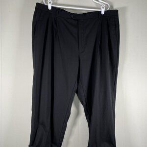 Versini 100% Wool Pleated Dress Pants Men's 43 x 23 High Rise Black Office